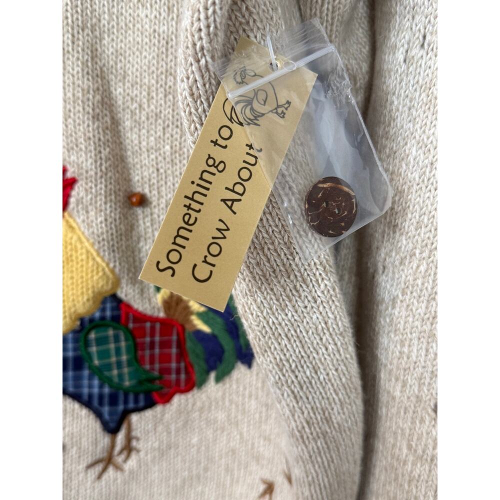 NWT Mandal Bay Rooster Hen Farmhouse Cardigan XXL Linen Cotton Deadstock - Picture 5 of 11